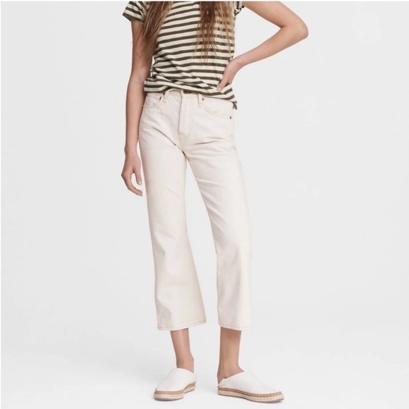 Rag & Bone Maya High-Rise Cropped Flare Ecru 23 - Picture 1 of 13